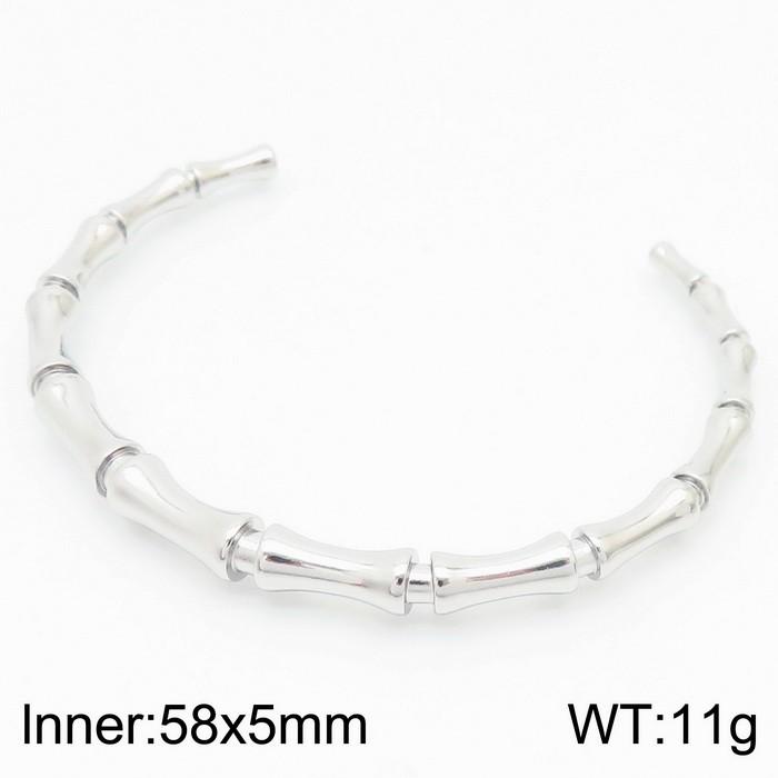 5mm Polished Bamboo Bangle Women Stainless Steel 304 Silver Color