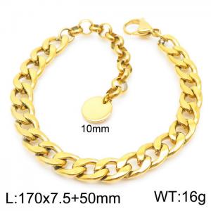 7.5mm Figaro Chain Bracelet Women 304 Stainless Steel With 5cm Extension Chain Bracelet Gold Colors - KB163931-Z