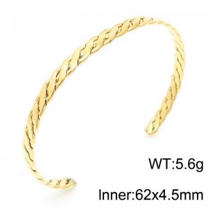 C-shaped opening adjustable steel wire braided twisted gold women's bracelet - KB164170-KFC