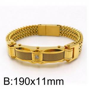 Mesh belt CNC stone inlaid double-layer Franco Chain magnet clasp men's bent piece bracelet - KB164183-KFC