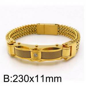 Mesh belt CNC stone inlaid double-layer Franco Chain magnet clasp men's bent piece bracelet - KB164184-KFC