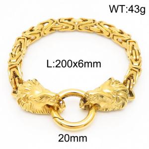 Strong personality lion head spring buckle stainless steel imperial chain men's gold bracelet - KB164511-Z