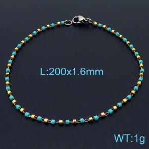 Blue Yellow Mix Color Crystal Bead Stainless Steel Bracelet - KB164839-Z