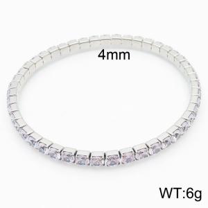 Hand make stainless steel simple style big white stone chain silver bracelet - KB164860-Z