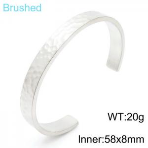 Stainless steel 58x8mm C-shaped open bracelet personality LOGO lettering adjustable brushed silver bracelet - KB165118-KFC