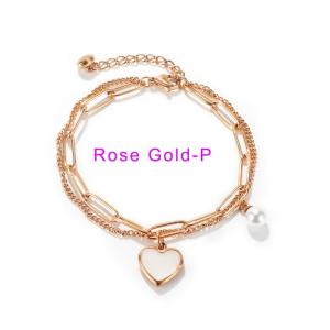 Stainless Steel Rose Gold-plating Bracelet - KB165530-WGTY