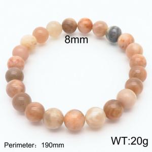 8mm Natural Gemstone Pink Round Beads Stretch Bracelet - KB165551-Z