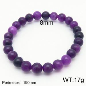 8mm Natural Gemstone Purple Round Beads Stretch Bracelet - KB165552-Z