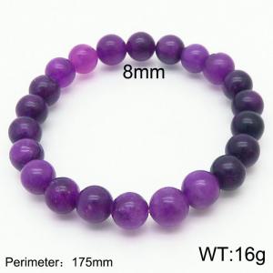 8mm Natural Gemstone Purple Round Beads Stretch Bracelet - KB165553-Z