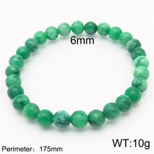 6mm Natural Gemstone Green Round Beads Stretch Bracelet - KB165554-Z