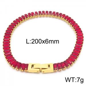 Stainless steel red rectangle crystal stone special charming gold  bracelet - KB165619-Z