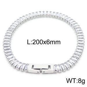 Stainless steel white rectangle crystal stone special charming silver bracelet - KB165622-Z