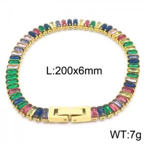 Stainless steel colorful rectangle crystal stone special charming gold bracelet - KB165627-Z
