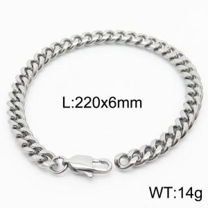 6mm Silver Color Stainless Steel Cuban Link Chain Bracelets For Women Men - KB165946-ZZ