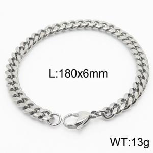 6mm Silver Color Stainless Steel Cuban Link Chain Bracelets For Women Men - KB165947-ZZ