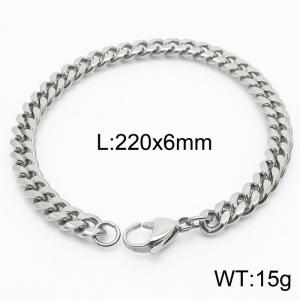 6mm Silver Color Stainless Steel Cuban Link Chain Bracelets For Women Men - KB165949-ZZ