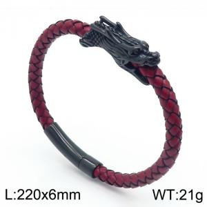 Stainless Steel Leather Bracelet - KB166191-KFC