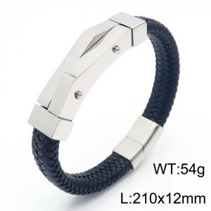 Fashion personality Stainless steel leather braided magnetic buckle bracelet - KB166228-KFC