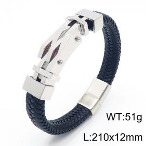 Personality titanium steel ornaments fashion casual unisex leather rope bracelet - KB166237-KFC