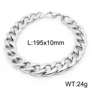 10mm Silver Color Stainless Steel Chain Bracelet Men's Fashion Simple Jewelry - KB166481-Z