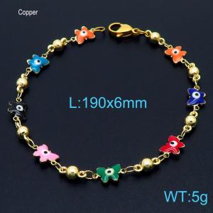 Fashion Temperament Colour Butterfly Eye Beads Bracelets 18K Gold Plated Copper Women's Jewelry Bangles - KB166497-Z