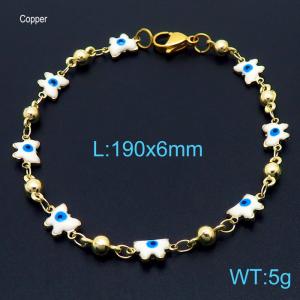 Fashion White Butterfly Eye Beads Bracelets 18K Gold Plated Copper Women's Jewelry Bracelet - KB166498-Z