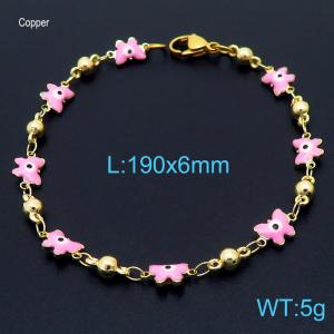 Fashion INS Pink Butterfly Eye Beads Bracelets 18K Gold Plated Copper Women's Jewelry Bracelet - KB166499-Z