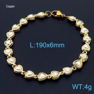 Temperament INS Creative Shell Heart Bracelets 18K Gold Plated Copper Womens Jewelry Bracelet - KB166501-Z