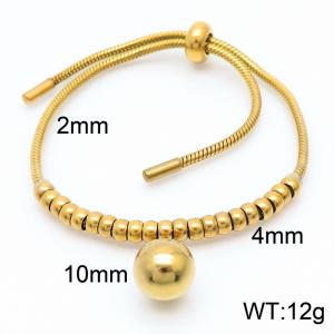 18K Gold Plated Stainless Steel Bead Pendant Adjustable Bracelets Keel Chain Women Jewelry - KB166508-Z