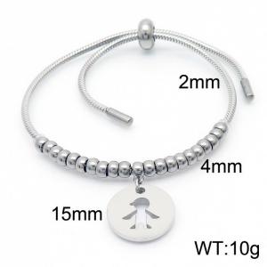 Fashion Jewelry Gift Stainless Steel Boy Pendant Bead Round Snake Bone Chain Adjustable Bracelets - KB166513-Z