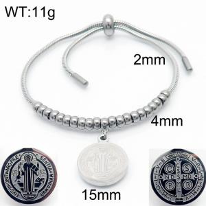 Europe And America Queen Round Pendant Adjustable Bracelets Stainless Steel Snake Chain Jewelry - KB166548-Z