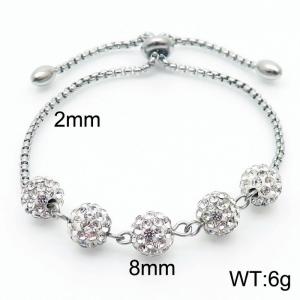 Temperament Crystal Beads Adjustable Bracelets Stainless Steel Sweater Chain Women Jewelry - KB166550-Z