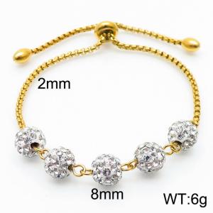 Temperament Crystal Beads Adjustable Bracelets Stainless Steel Sweater Chain 18K Gold Plated Women Jewelry - KB166551-Z