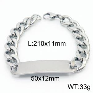 210x11mm Personality Laser Stainless Steel 12mm Curved Brand Bracelets Cuban Chain Jewelry Bangles - KB166558-Z