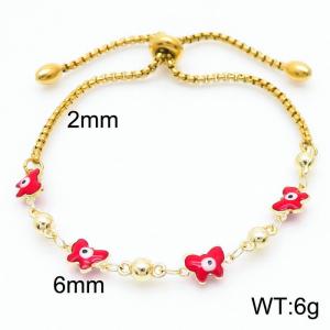 Fashion 18K Gold Plated Copper Adjustable Bracelets Red Butterfly Eye Beads Satellite Chain - KB166559-Z