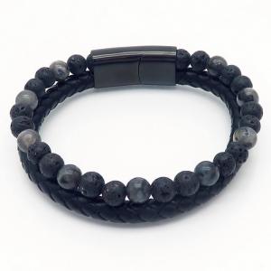 Stainless Steel Leather Bracelet - KB166987-YY