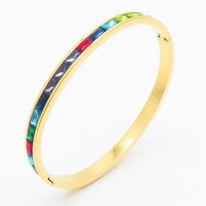 Stainless Steel Stone Bangle - KB168056-HM