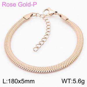 Stainless steel 180x5mm snake chain with extended chain classic rose gold bracelet - KB168218-Z