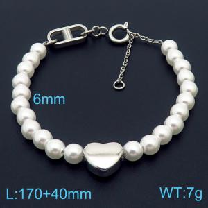Heart Charm with beads stailess steel bracelets - KB168482-KFC