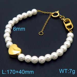 Gold Heart beads stailess steel bracelets - KB168483-KFC