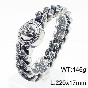 Stainless steel 220x17mm cuban chain wolf clasp fashional strong man bracelet - KB169272-KJX