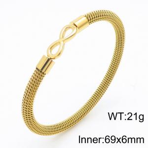Stainless Steel 69x6mm Unisex Fashion gold-Plated simplcity Infinity Eight Charm Bangle - KB169309-KLHQ