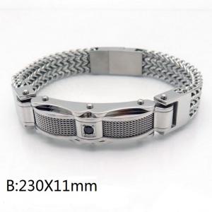 Mesh belt CNC stone inlaid double-layer Franco Chain magnet clasp men's bent piece bracelet - KB169358-KFC