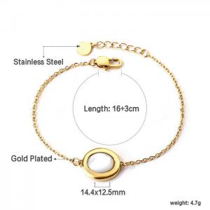 Stainless steel simple circular shell accessory charm gold bracelet - KB169417-WGSA