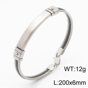 Stainless Steel 200x6mm Rope Chain Simple Special Buckle Multi layer Splice Silver&Black Color Bracelet - KB169436-KLHQ