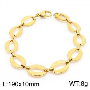 Stainless steel 190 × 10mm thick O-chain lobster clasp European and American fashion personalized jewelry gold bracelet - KB169526-Z