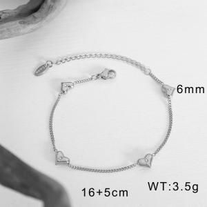 6.3+2 Inches (16+5 cm) Silver Stainless Steel Women Adjustable Bracelet With Love Charm - KB169557-WGML