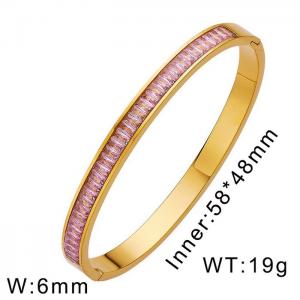 Simple 6mm stainless steel inlaid zircon women's bracelet - KB169562-WGFF