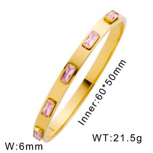 French 6mm stainless steel inlaid pink zircon bracelet for women - KB169572-WGFF