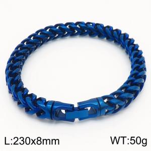 Stainless steel 230 × 8mm Double Row Cuban Chain Special Button Classic Fashion Dark Blue Bracelet - KB169618-KFC